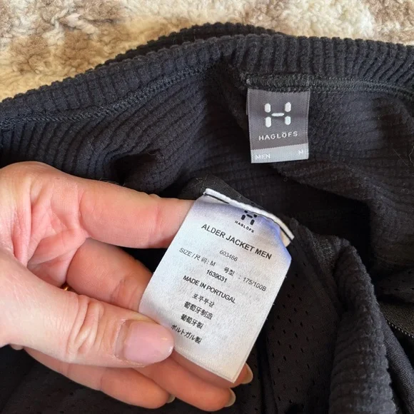 Haglofs Men’s Alder Jacket Full-Zip Lightweight Textured Zip Pockets Black